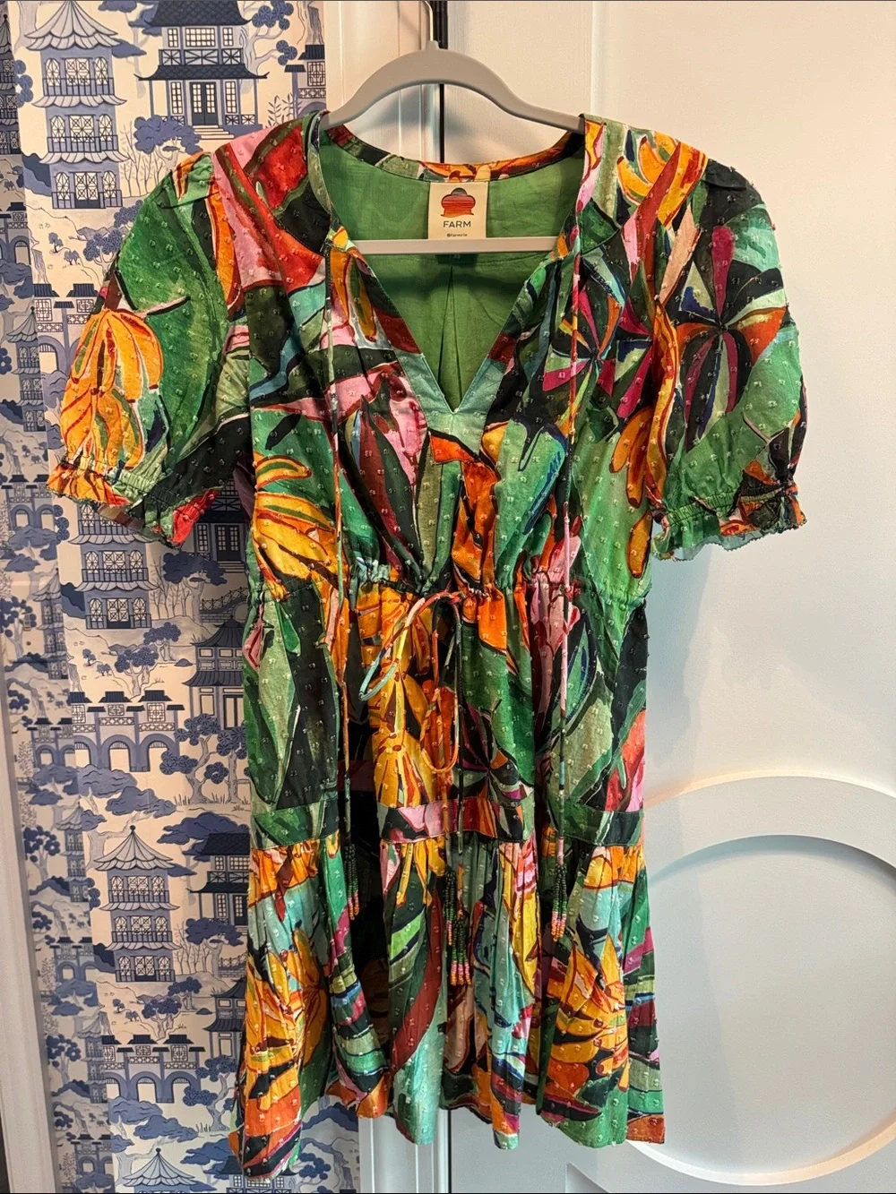 FARM Rio Green Multi Tropical Mini Dress - Picture 1 of 5